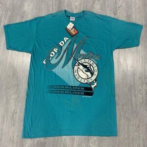 NWT VTG 1994 Florida Marlins Hank Aaron Mendez Miami Go Fish T-Shirt One Size